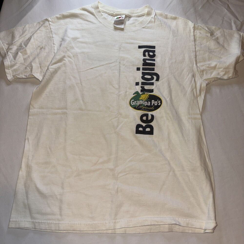 Vintage Farmcore Agriculture Shirt White Be Original Grandpa Po’s Men’s L Corn